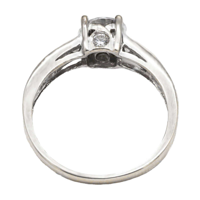 ELEGANT 9CT WHITE GOLD RING ENGLISH HALLMARK CUBIC ZIRCONIA RING W/ *JEWELLER EVALUATION R6`800 *
