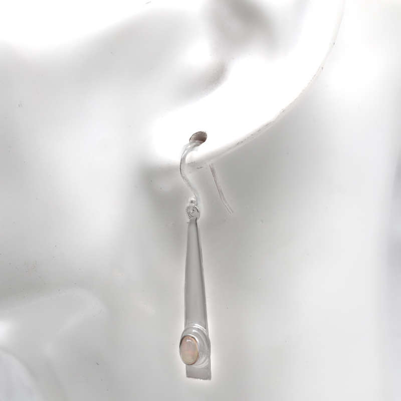 NATURAL FIRE OPAL MODERN DESIGN POLISHED STERLING SILVER DANGLE EARRINGS