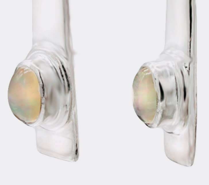 NATURAL FIRE OPAL MODERN DESIGN POLISHED STERLING SILVER DANGLE EARRINGS