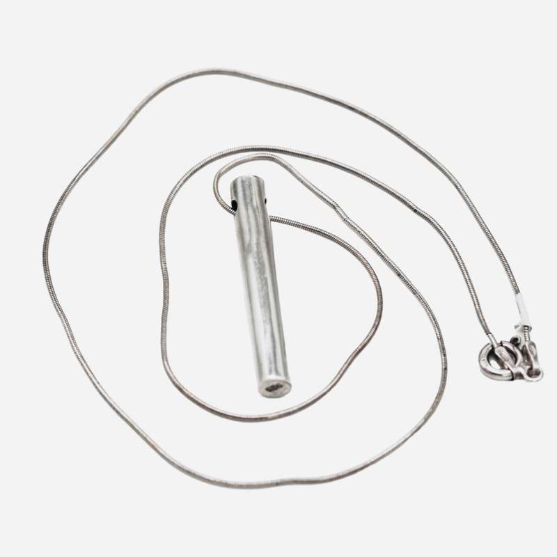 SOLID STERLING SILVER MODERN PENDANT NECKLACE on STERLING SILVER `LIQUID LINK` CHAIN