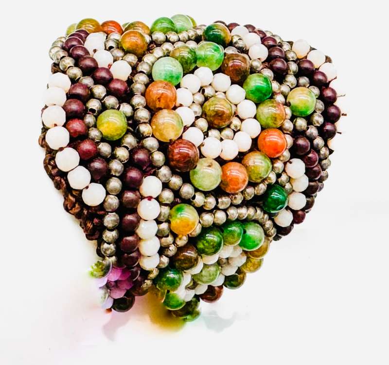HANDCRAFTED - UNUSUAL AGATE GEMSTONE BEADS ON HEAVY BRAIDED BASE