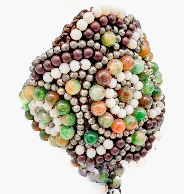 HANDCRAFTED - UNUSUAL AGATE GEMSTONE BEADS ON HEAVY BRAIDED BASE