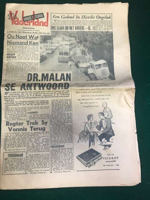 DIE VADERLAND NEWSPAPER- 26 MAY 1954