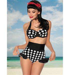 Black with large white polka dot BIKINI