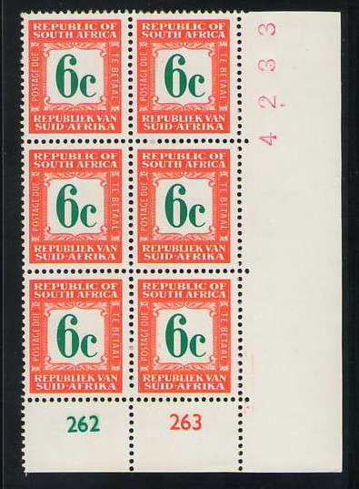 POSTAGE DUE SACC 60H 6C CONTROL BLOCK HARRISON PAPER