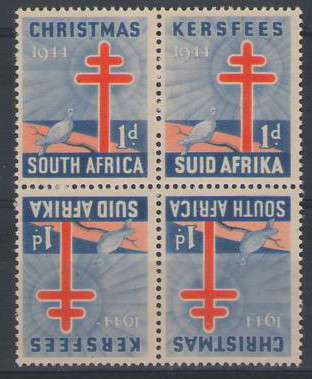 CHRISTMAS STAMPS 1944 TETE BECHE BLOCK OF 4 UMM