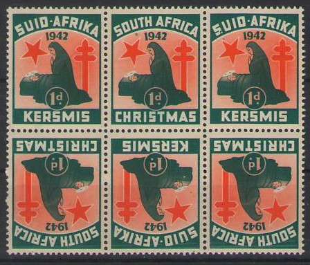 CHRISTMAS STAMPS 1942 UMM TETE-BECHE BLOCK OF 6