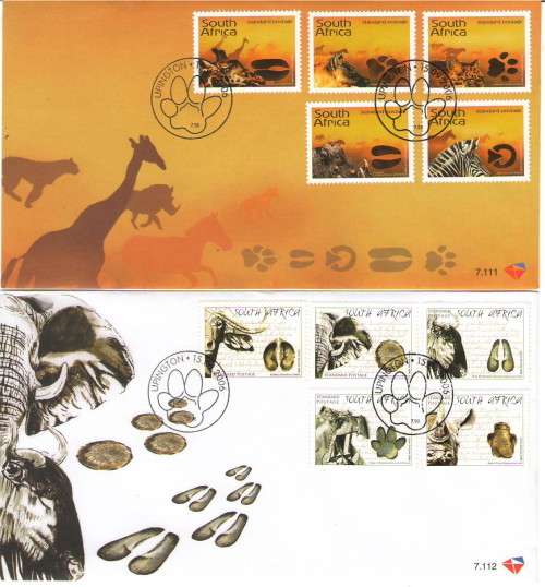 7.111 & 7.112ANIMAL TRACKS FDC AS ISSUED