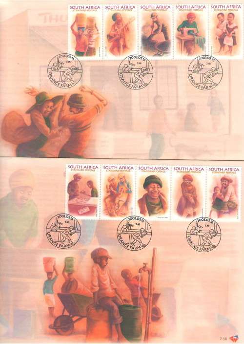 7.55 + 7.56 LIFE IN INFORMAL SETTLEMENTS 7TH SERIES FDC AS ISSUED