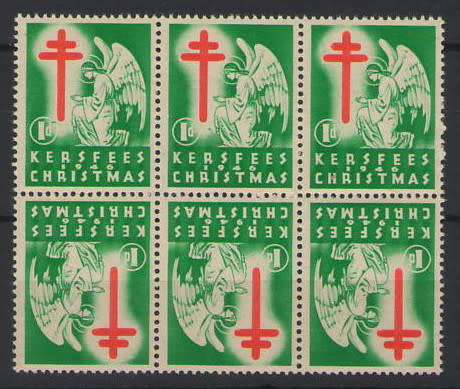 CHRISTMAS STAMPS 1946 TETE BECHE BLOCK OF 6 UMM