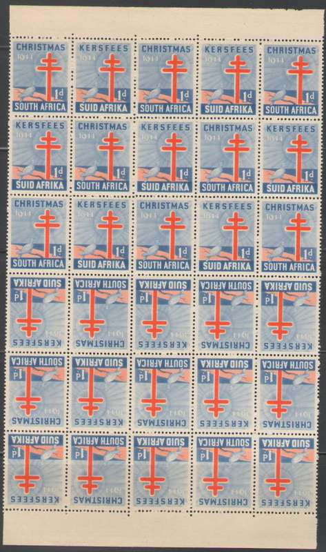 CHRISTMAS STAMPS 1944 CROSS SHEET BLOCK OF 30 WITH TETE-BECHE CENTRE  UMM