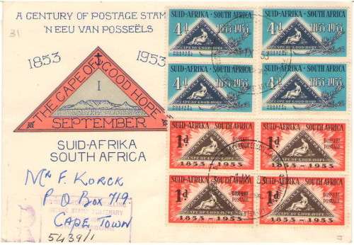 CAPE TRIANGLE CENTENARY FDC