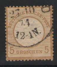 GERMAN EMPIRE 1873 5GR LARGE SHIELD VFU CV R500