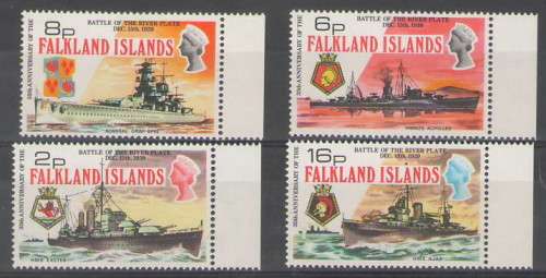 FALKLAND ISLANDS 1974 BATTLE OF RIVER PLATE FULL SET UMM