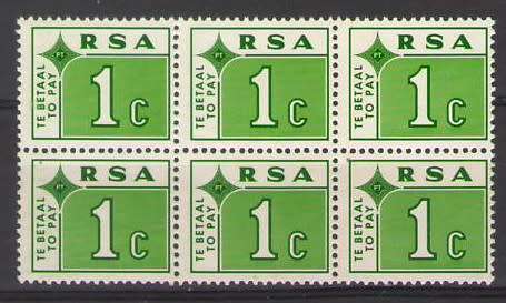 POSTAGE DUE 1972 SACC PD63 1C BLOCK/6 UMM