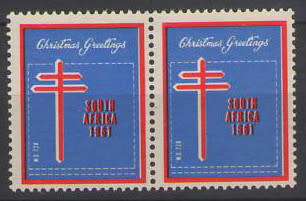 SOUTH AFRICA CHRISTMAS STAMPS 1961 PAIR UMM