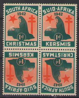 CHRISTMAS STAMPS 1942 TETE BECHE BLOCK OF 4 UMM