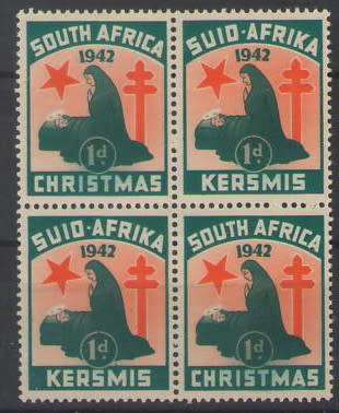 CHRISTMAS STAMPS 1942 BLOCK OF 4 UMM