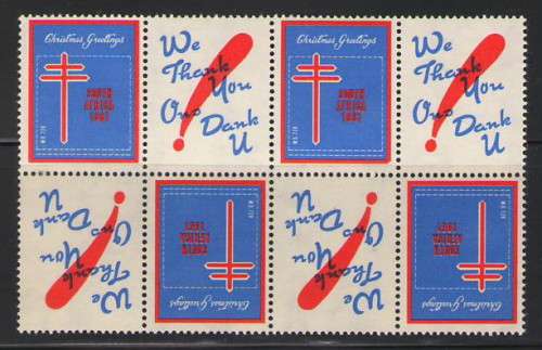SOUTH AFRICA CHRISTMAS STAMPS 1961 TETE BECHE BLOCK OF 8 UMM