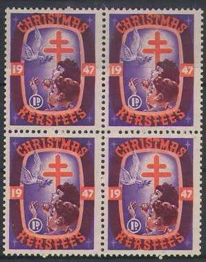 CHRISTMAS STAMPS 1947 UMM BLOCK OF 4