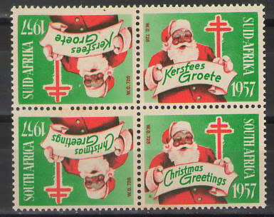 CHRISTMAS STAMPS 1957 TETE-BECHE BLOCK OF 4 UMM