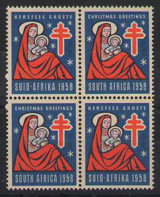 CHRISTMAS STAMPS 1958 (ORIGIONAL) UMM BLOCK OF 4