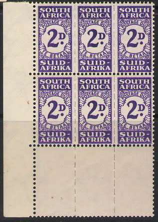 POSTAGE DUE 1943 PD31A BRIGHT VIOLET CNR BLOCK OF 2 TRIPS UMM