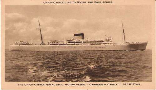 POSTCARD UNION CASTLE LINE CARNARVON CASTLE