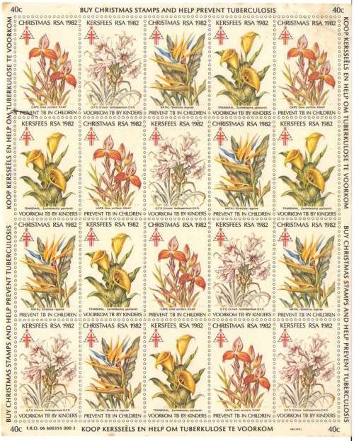 CHRISTMAS STAMPS 1982 FULL SHEET UMM