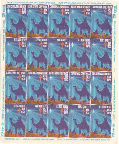 CHRISTMAS STAMPS 1973 FULL SHEET UMM