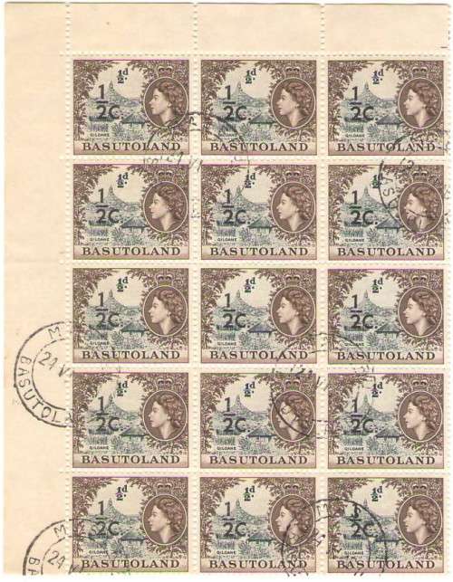 BASUTOLAND SACC58 HALF CENT OP BLOCK OF 15 VFU