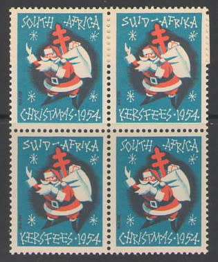 CHRISTMAS STAMPS 1954 BLOCK OF 4 UMM