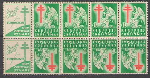 CHRISTMAS STAMPS 1946  TETE BECHE BLOCK OF 8 WITH LOGOS UMM