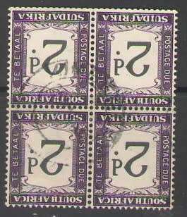 POSTAGE DUE 1932-42 PD25B 2D INV WMK  BLOCK OF 4 VFU