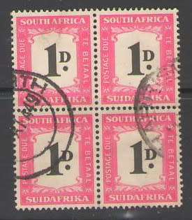 POSTAGE DUE 1948 - 49 PD34 1D SCARCE BLOCK OF 4 VFU CV R400