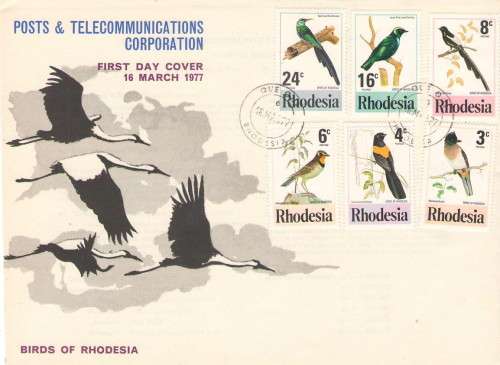 RHODESIA 1977 FDC BIRDS 2ND ISSUE