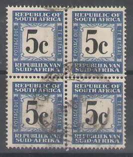 POSTAGE DUE PD58S 1967 SWISS PAPER BLOCK OF 4 VFU