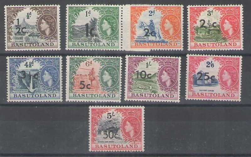 BASUTOLAND 1961 OVERPRINT DEFS TYPE 1 UMM