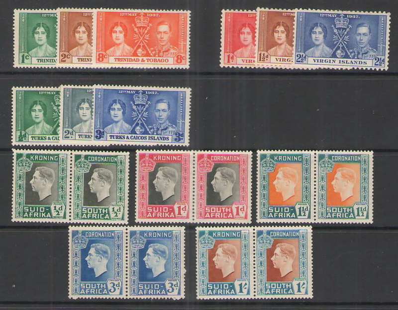 GB 1937 CORONATION ISSUE COUNTRIES N-V 20 SETS MINT