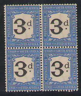 POSTAGE DUE 1914-1922 PD4 3D BLOCK OF 4 UMM