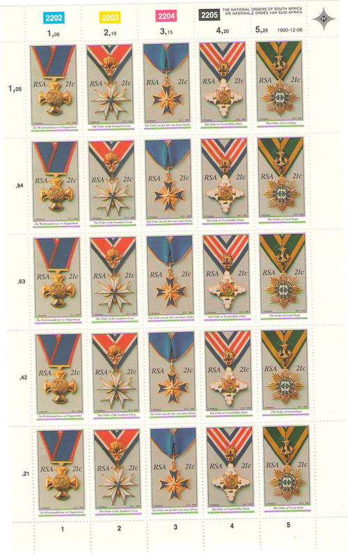 735-739 MEDALS OF SA FULL SHEET UMM