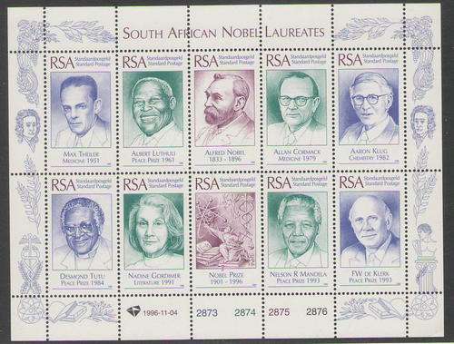 SA NOBEL LAUREATES WITH NELSON MANDELA MIN SHEET UMM