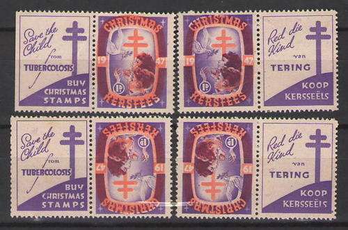 SOUTH AFRICAN CHRISTMAS STAMPS 1947 POSITIONAL PIECES SEE BELOW