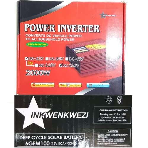 2000W Inverter 100Ah Deep Cycle Solar Battery Combo
