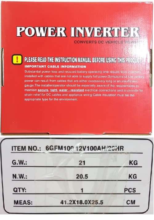 2000W Inverter 100Ah Deep Cycle Solar Battery Combo