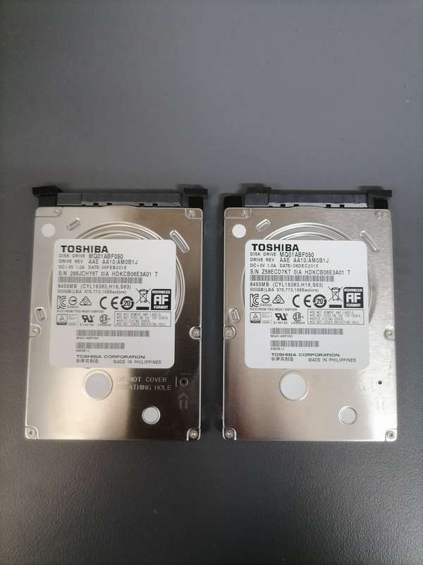 2X Toshiba 500GB HDD for sale.