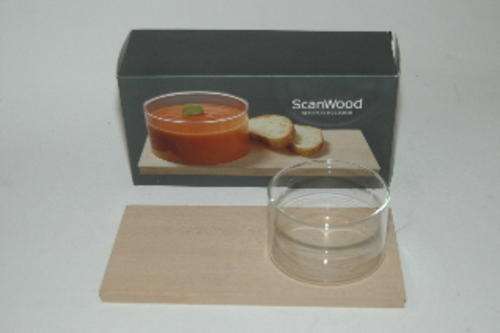 Wood board and soup bowl unused, still in the box