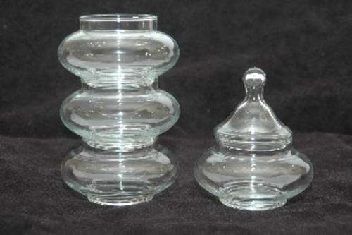 A tower of 4 stacking glass bowls 30cm high