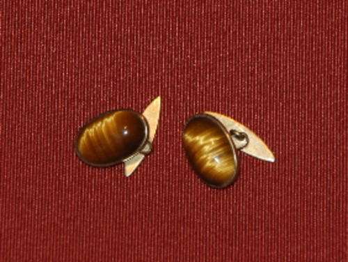 Good quality tiger eye cufflinks in v gd cond.