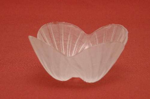 Glass bowl with frosted clam shells design. 150mm diam x 60mm high. Ex cond.